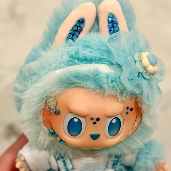 Custom Bling Blue Heart Valentines Labubu- Hope from BIE Series - Picture 4 of 4